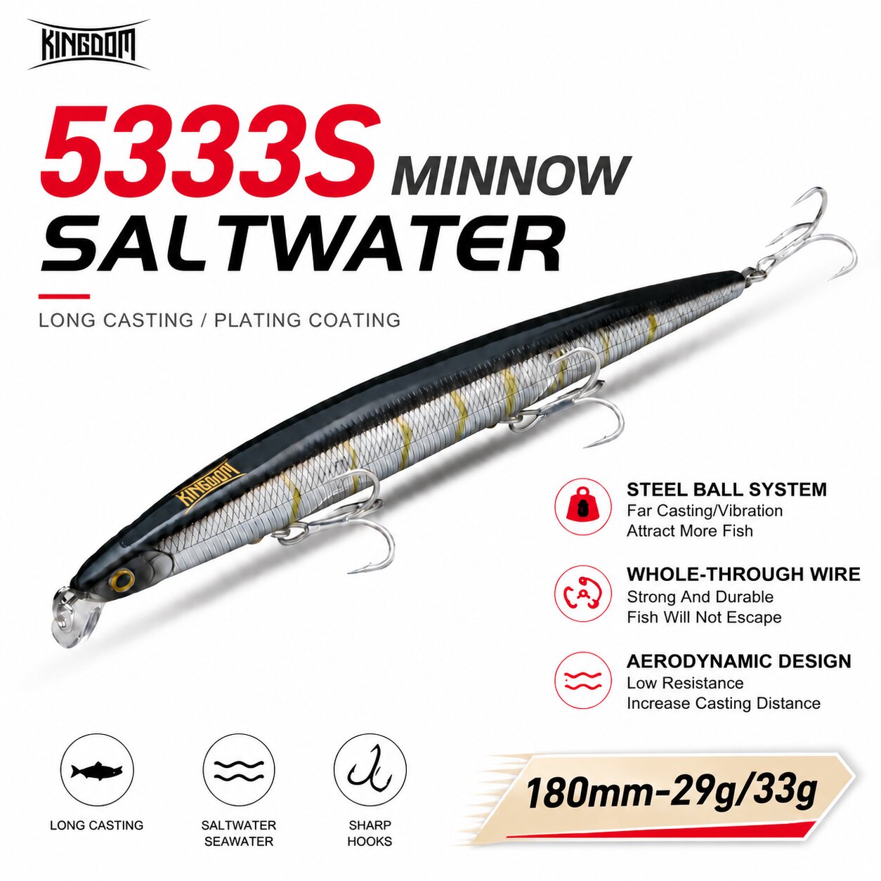 Fishing Lure Spoon - Kingdom Isca Esca Artificiale 180mm 29/33g